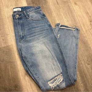 VERVET Medium Wash Ripped Distressed Wide Leg High Rise Women's Blue Sz 28 Jeans